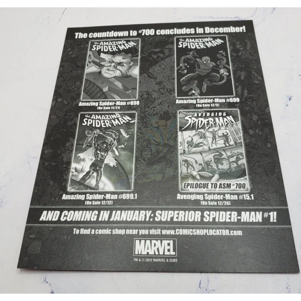 Amazing Spider-Man 700 Marvel Comics Promo Card Dan Slott Humberto Ramos 2012